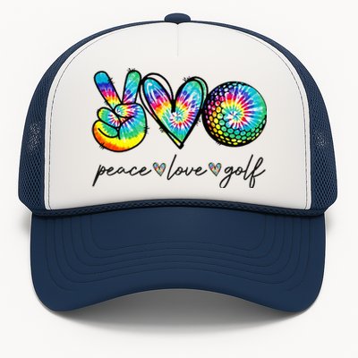 Peace Love Golf Tie Dye Cute Golf Lovers Trucker Hat