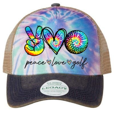 Peace Love Golf Tie Dye Cute Golf Lovers Legacy Tie Dye Trucker Hat