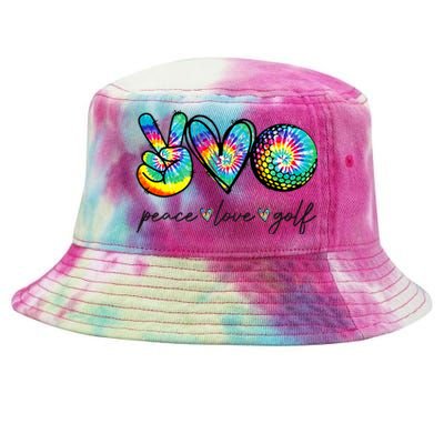 Peace Love Golf Tie Dye Cute Golf Lovers Tie-Dyed Bucket Hat