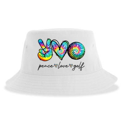 Peace Love Golf Tie Dye Cute Golf Lovers Sustainable Bucket Hat