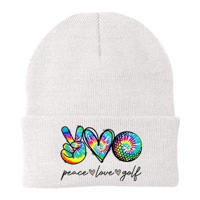 Peace Love Golf Tie Dye Cute Golf Lovers Knit Cap Winter Beanie