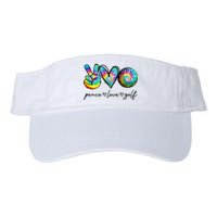 Peace Love Golf Tie Dye Cute Golf Lovers Valucap Bio-Washed Visor