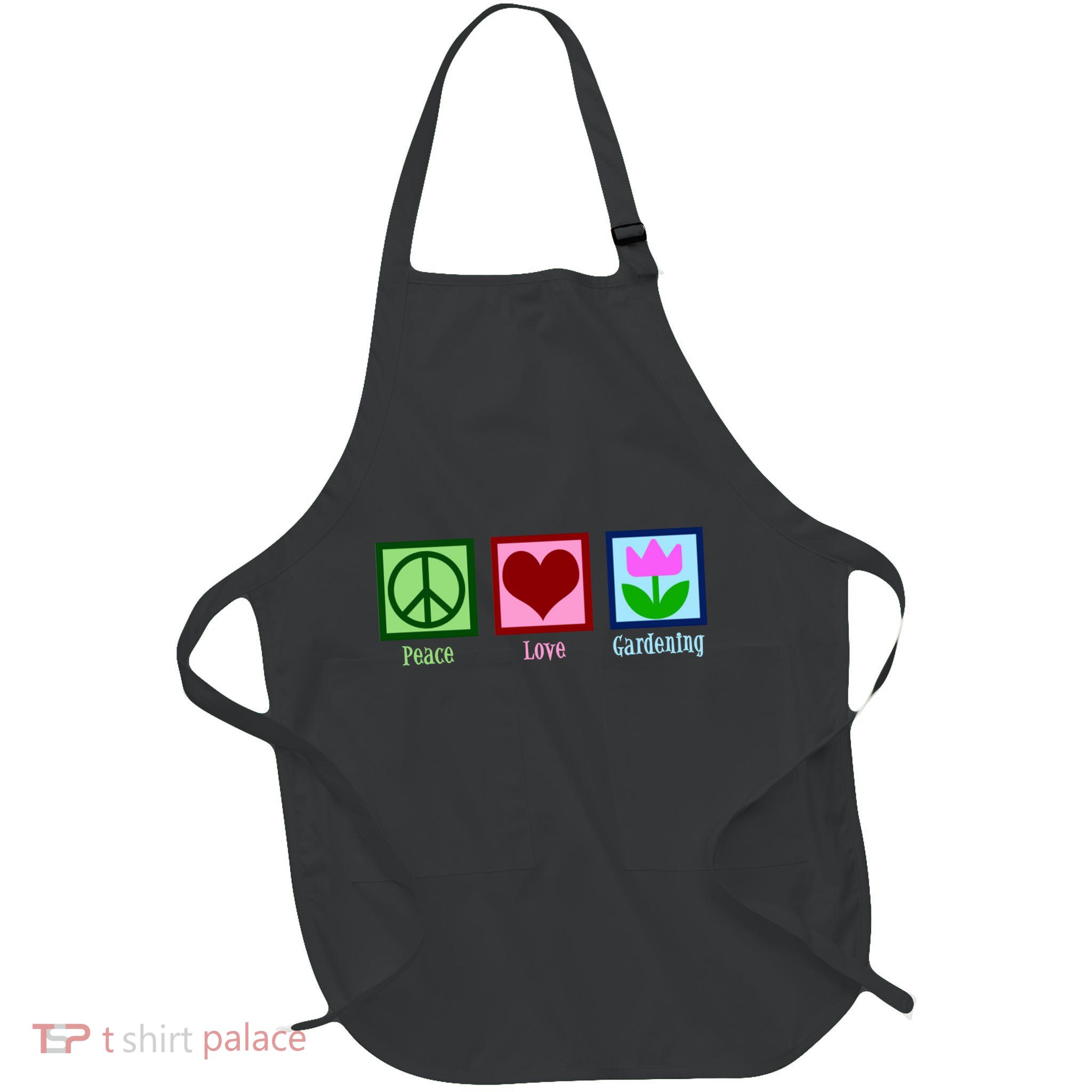 Peace Love Gardening Full-Length Apron With Pockets