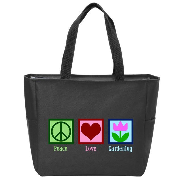 Peace Love Gardening Zip Tote Bag
