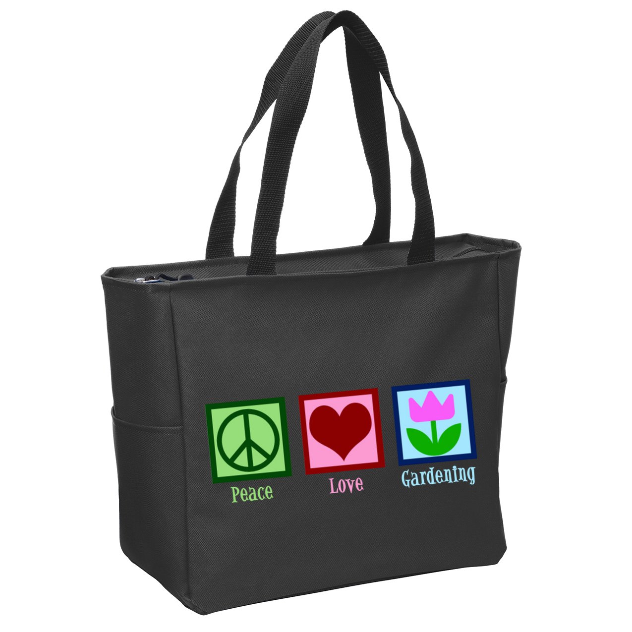 Peace Love Gardening Zip Tote Bag