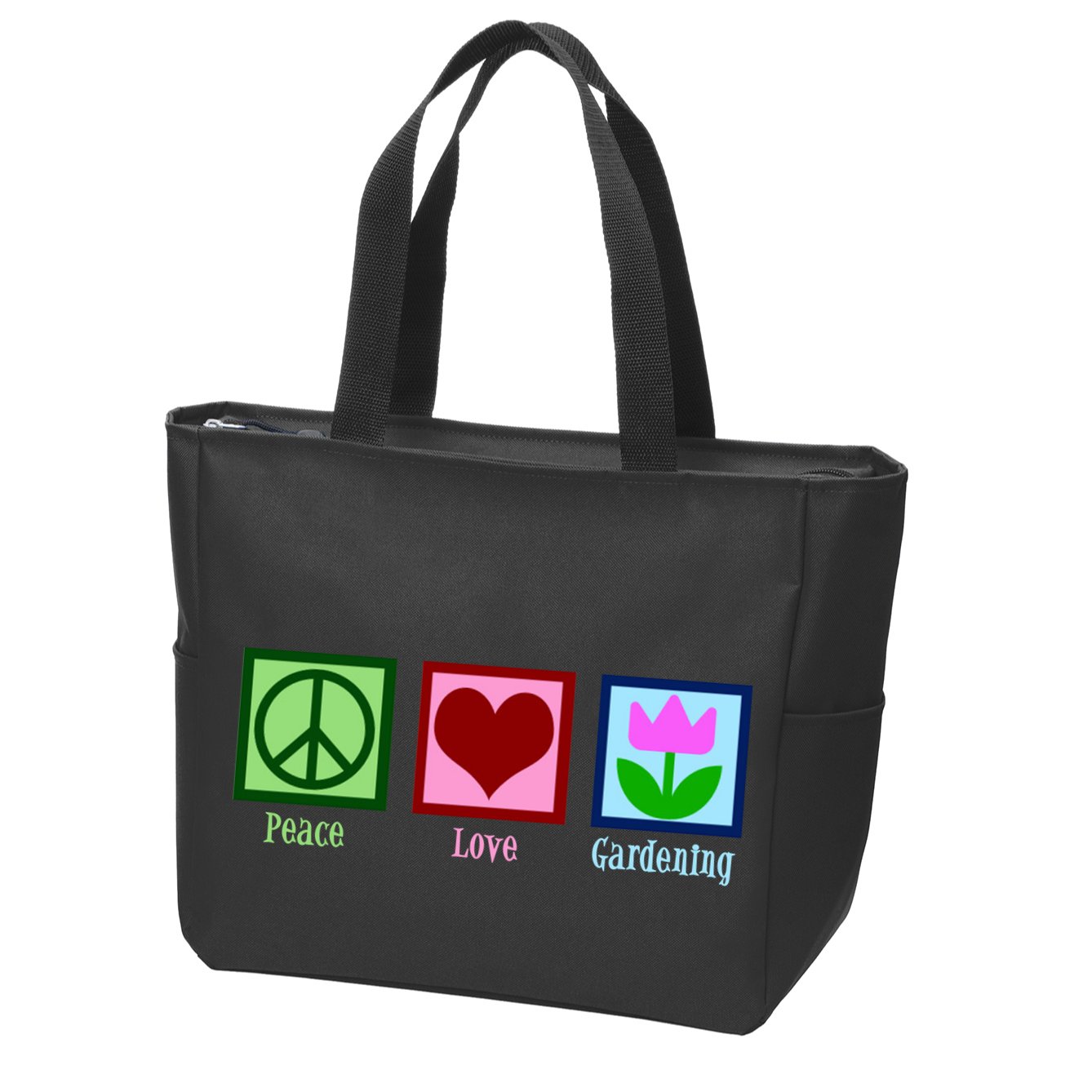 Peace Love Gardening Zip Tote Bag