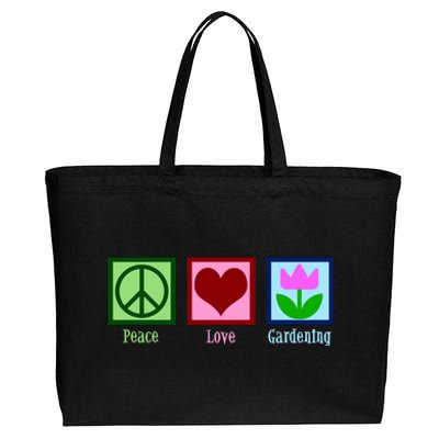 Peace Love Gardening Cotton Canvas Jumbo Tote