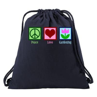 Peace Love Gardening Drawstring Bag