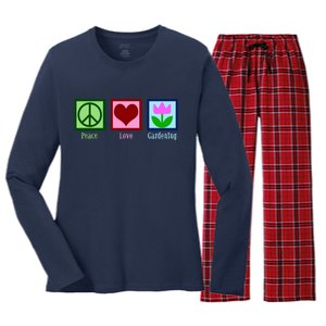 Peace Love Gardening Women's Long Sleeve Flannel Pajama Set 