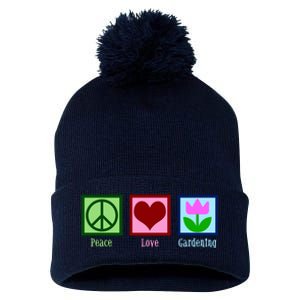 Peace Love Gardening Pom Pom 12in Knit Beanie