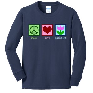 Peace Love Gardening Kids Long Sleeve Shirt