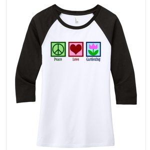 Peace Love Gardening Women's Tri-Blend 3/4-Sleeve Raglan Shirt