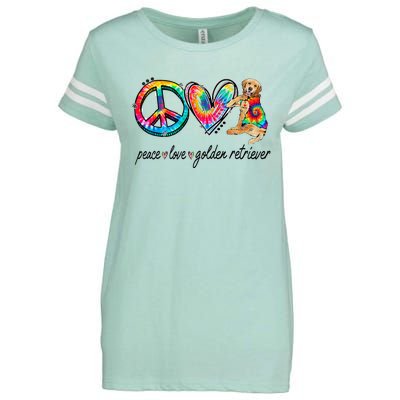 Peace Love Golden Retriever Tie Dye Rainbow Dog Lover Enza Ladies Jersey Football T-Shirt