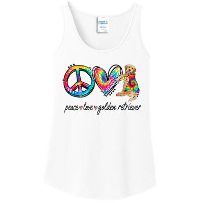 Peace Love Golden Retriever Tie Dye Rainbow Dog Lover Ladies Essential Tank