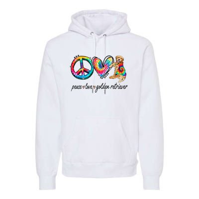 Peace Love Golden Retriever Tie Dye Rainbow Dog Lover Premium Hoodie