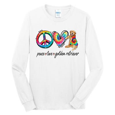 Peace Love Golden Retriever Tie Dye Rainbow Dog Lover Tall Long Sleeve T-Shirt