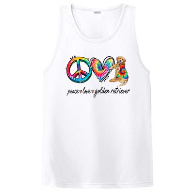 Peace Love Golden Retriever Tie Dye Rainbow Dog Lover PosiCharge Competitor Tank