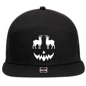 Pumpkin Lamancha Goat Halloween 7 Panel Mesh Trucker Snapback Hat