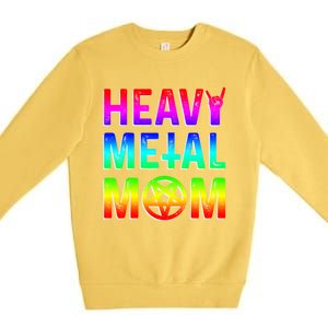 Pride Lgbt Gift Lesbian Bisexual Rainbow Metal Mom Gift Premium Crewneck Sweatshirt