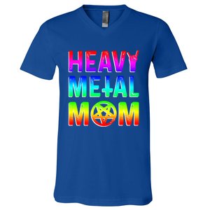 Pride Lgbt Gift Lesbian Bisexual Rainbow Metal Mom Gift V-Neck T-Shirt