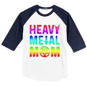 Pride Lgbt Gift Lesbian Bisexual Rainbow Metal Mom Gift Baseball Sleeve Shirt