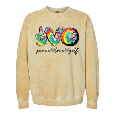 Peace Love Golf Funny Tie Dye Golf Lovers Colorblast Crewneck Sweatshirt