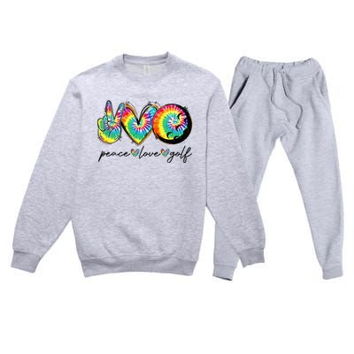 Peace Love Golf Funny Tie Dye Golf Lovers Premium Crewneck Sweatsuit Set