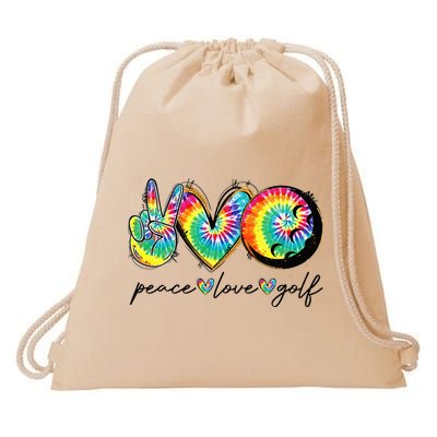 Peace Love Golf Funny Tie Dye Golf Lovers Drawstring Bag