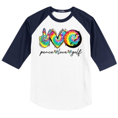 Peace Love Golf Funny Tie Dye Golf Lovers Baseball Sleeve Shirt