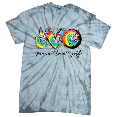 Peace Love Golf Funny Tie Dye Golf Lovers Tie-Dye T-Shirt