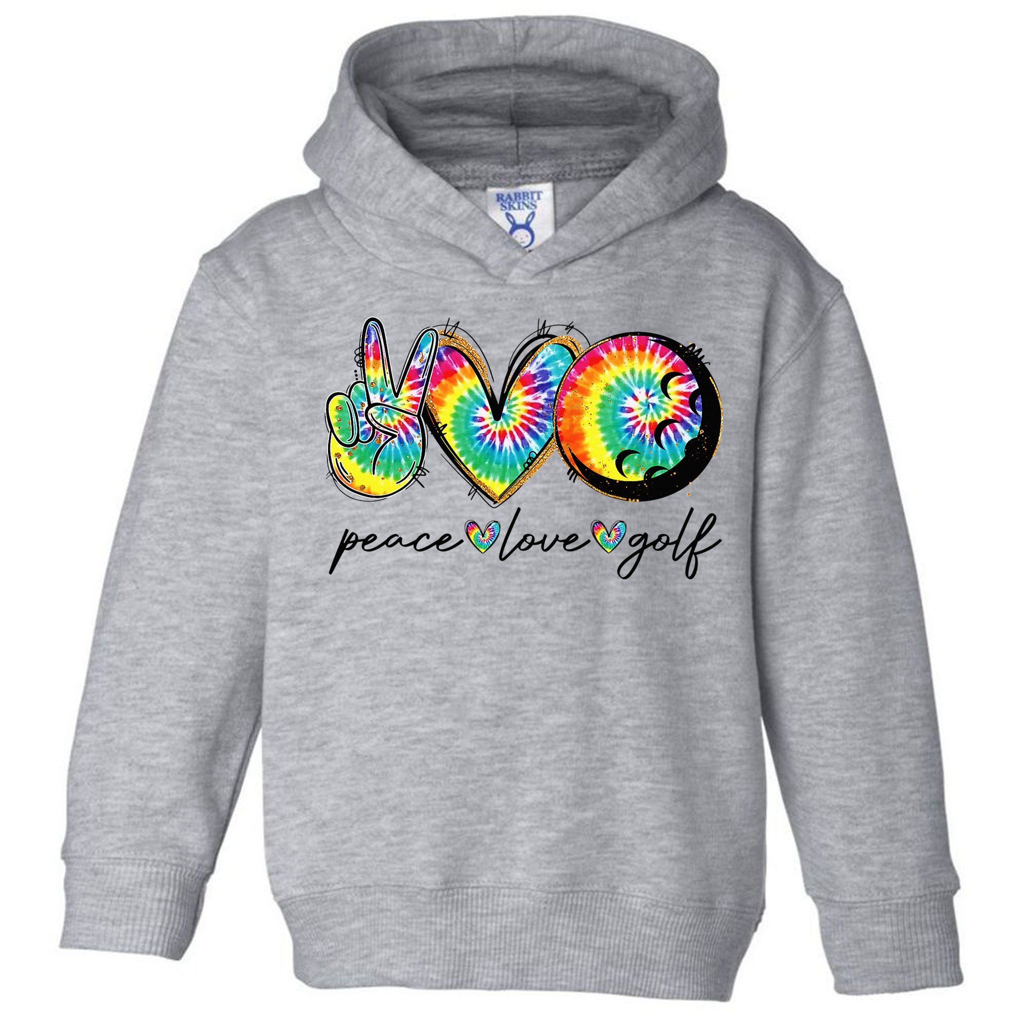 Peace Love Golf Funny Tie Dye Golf Lovers Toddler Hoodie