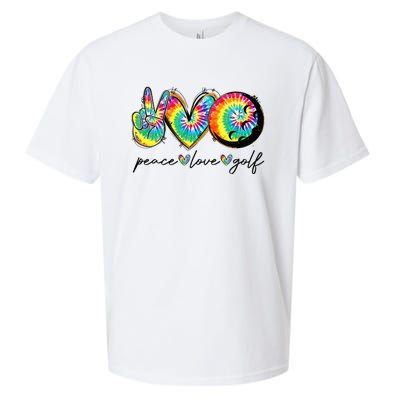 Peace Love Golf Funny Tie Dye Golf Lovers Sueded Cloud Jersey T-Shirt