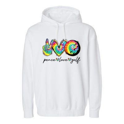 Peace Love Golf Funny Tie Dye Golf Lovers Garment-Dyed Fleece Hoodie