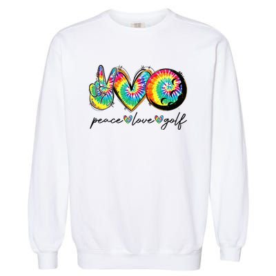 Peace Love Golf Funny Tie Dye Golf Lovers Garment-Dyed Sweatshirt