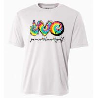 Peace Love Golf Funny Tie Dye Golf Lovers Cooling Performance Crew T-Shirt