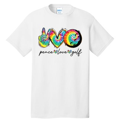 Peace Love Golf Funny Tie Dye Golf Lovers Tall T-Shirt