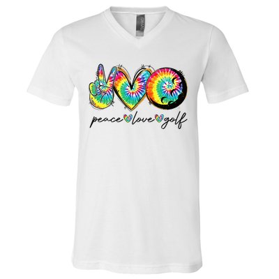 Peace Love Golf Funny Tie Dye Golf Lovers V-Neck T-Shirt