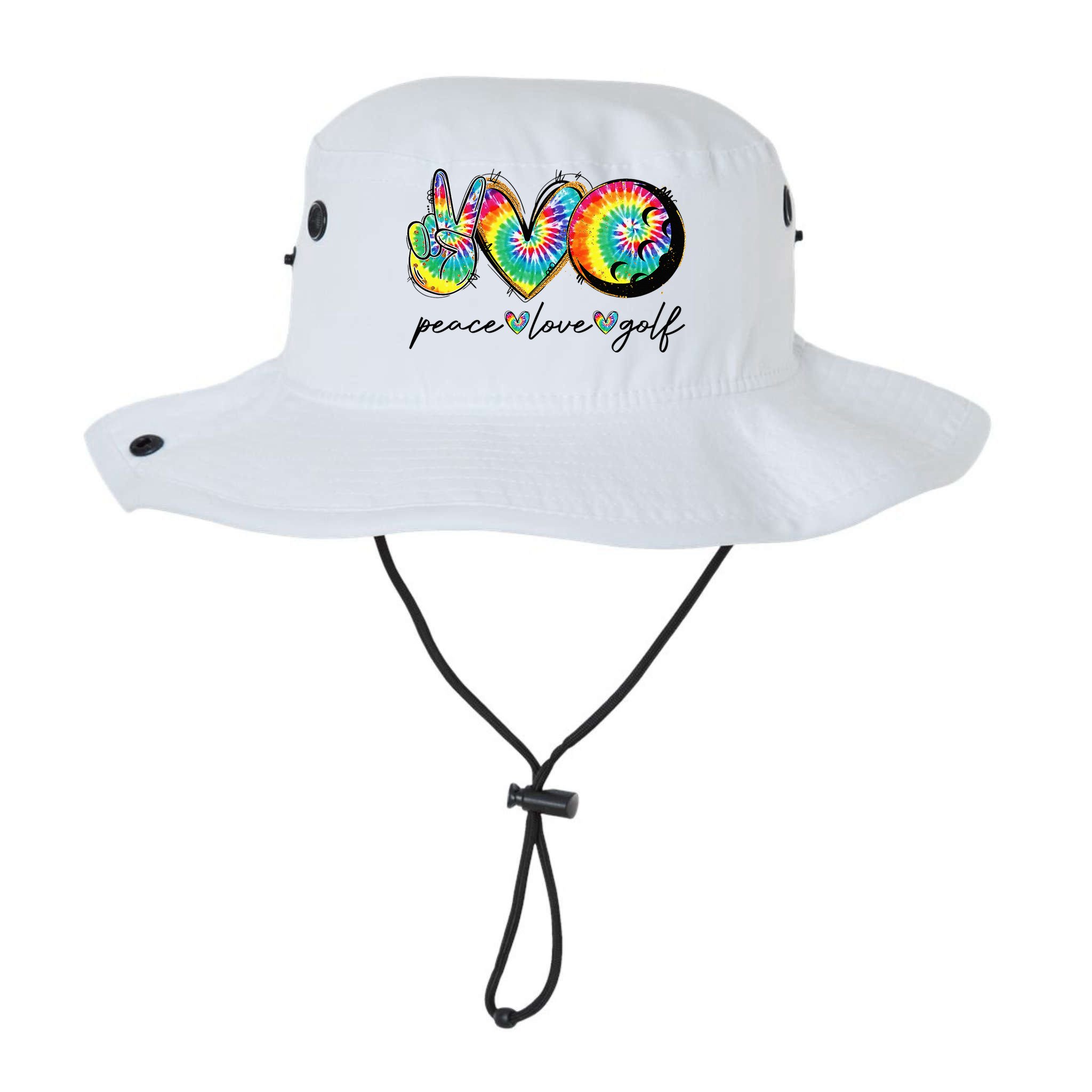 Peace Love Golf Funny Tie Dye Golf Lovers Bucket Hat