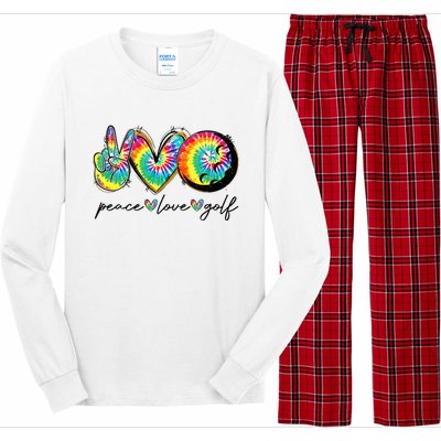 Peace Love Golf Funny Tie Dye Golf Lovers Long Sleeve Pajama Set