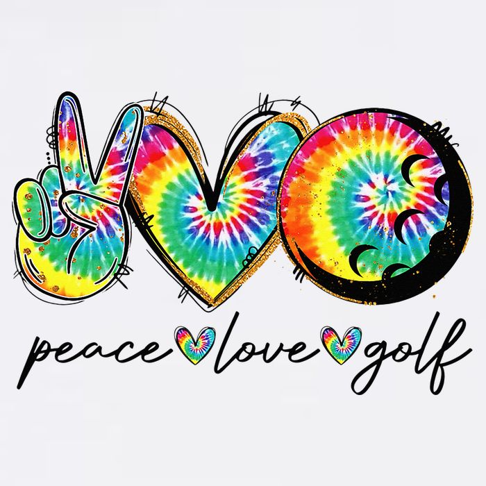 Peace Love Golf Funny Tie Dye Golf Lovers Flat Bill Trucker Hat