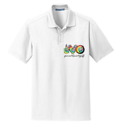 Peace Love Golf Funny Tie Dye Golf Lovers Dry Zone Grid Polo