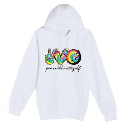 Peace Love Golf Funny Tie Dye Golf Lovers Premium Pullover Hoodie