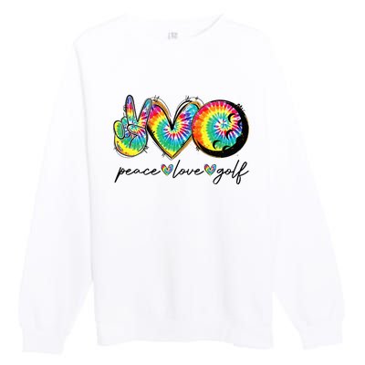 Peace Love Golf Funny Tie Dye Golf Lovers Premium Crewneck Sweatshirt