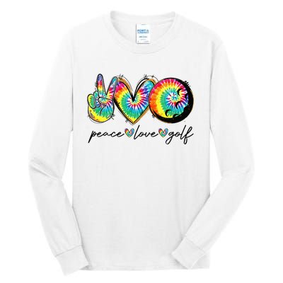 Peace Love Golf Funny Tie Dye Golf Lovers Tall Long Sleeve T-Shirt