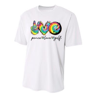 Peace Love Golf Funny Tie Dye Golf Lovers Performance Sprint T-Shirt