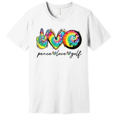 Peace Love Golf Funny Tie Dye Golf Lovers Premium T-Shirt