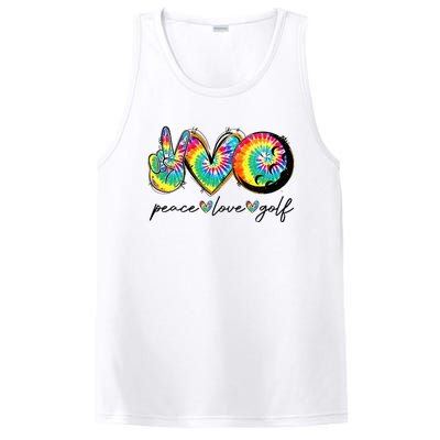 Peace Love Golf Funny Tie Dye Golf Lovers PosiCharge Competitor Tank