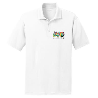 Peace Love Golf Funny Tie Dye Golf Lovers PosiCharge RacerMesh Polo