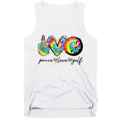 Peace Love Golf Funny Tie Dye Golf Lovers Tank Top