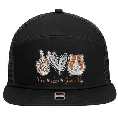 Peace Love Guinea Pigs Gift For Guinea Pigs Lover Gift 7 Panel Mesh Trucker Snapback Hat